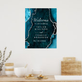 Poster Accueil du Mariage Agate turquoise et Argent (Cuisine)