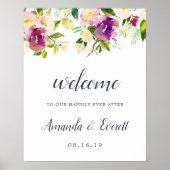 Poster Accueil du Mariage de fleurs dynamiques (Devant)