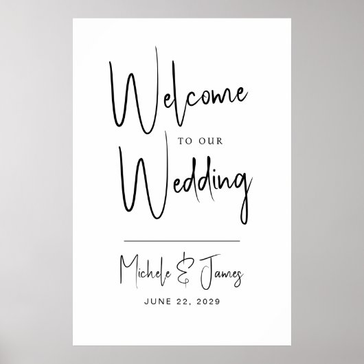 Poster Accueil du Mariage de typographie de script minima (Devant)