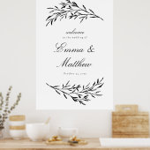 Poster Accueil du Mariage Meadow de style noir et blanc (Cuisine)