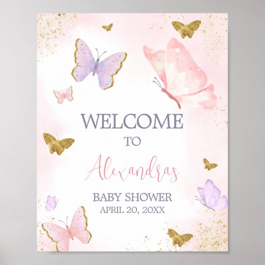 Poster Accueil du papillon rose or (Devant)