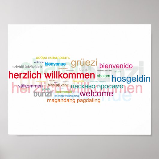 Poster Accueil en plusieurs langues colorées (Devant)