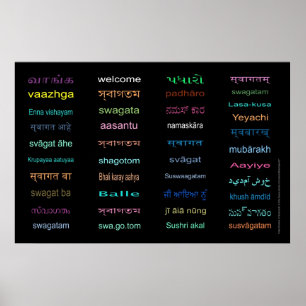 Poster Accueil énorme dans les langues de l'INDE, 5