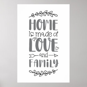 Poster Accueil est fait d'amour et de famille mignonne am