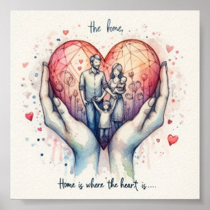 Poster Accueil est là où le coeur est imprimé