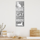Poster Accueil et chat Gray Wood Effet Typographie (Cuisine)