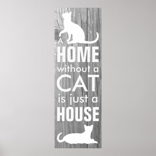Poster Accueil et chat Gray Wood Effet Typographie (Devant)