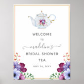 Poster Accueil Fête des mariées Florale de thé Pot (Devant)