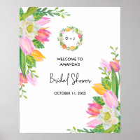 Accueil Fête des mariées Tulipe rose Aquarelle