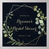 Poster Accueil Fête des mariées verte Géométrique Bleu Or (Devant)