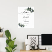 Poster Accueil feuille de verdure mariage (Bureau à domicile)