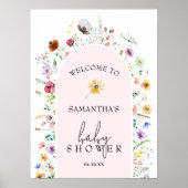 Poster Accueil fleur sauvage Baby shower fille (Devant)