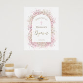 Poster Accueil fleuri rose Baptême (Cuisine)