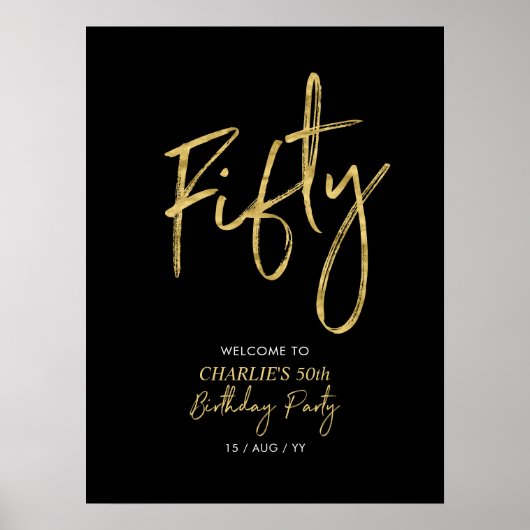 Poster Accueil Gold & Black Modern Anniversaire (Devant)