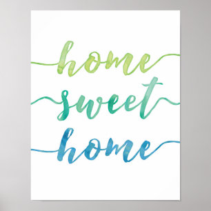 Poster Accueil home doux imprimé d'affiche vert et bleu
