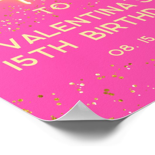 Poster Accueil Hot rose Neon Glow Gold Parties scintillan (Coin)