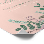 Poster Accueil mariage à l'eucalyptus rose floral (Coin)