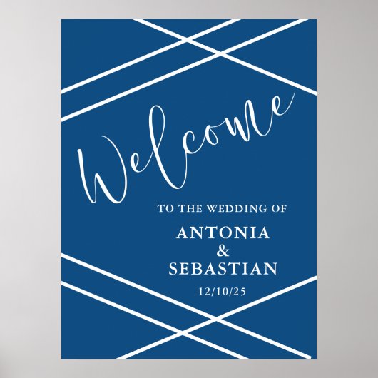 Poster Accueil Mariage bleu moderne (Devant)