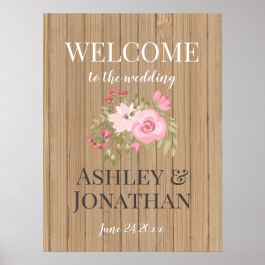 Poster Accueil Mariage campagnard rustique (Devant)