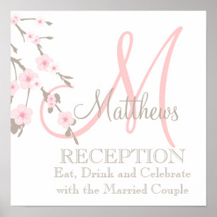 Poster Accueil Mariage Cerisier Fleur Symbole rose