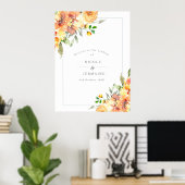 Poster Accueil Mariage de automne Orange Fleurs (Bureau à domicile)