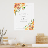 Poster Accueil Mariage de automne Orange Fleurs (Cuisine)