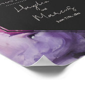 Poster Accueil Mariage floral violet Dramatique (Coin)