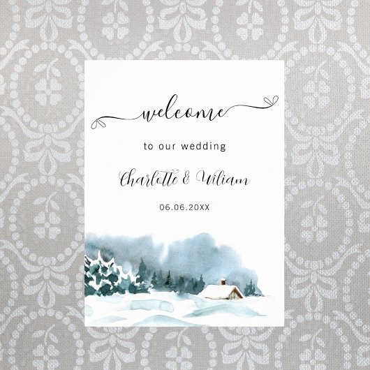 Poster Accueil mariage hiver merveilleux