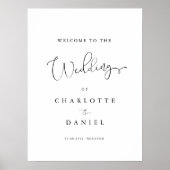Poster Accueil mariage moderne, minimal, blanc (Devant)