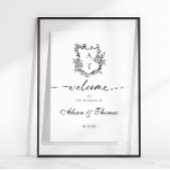 Poster Accueil Mariage Monogram Crest classique