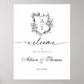 Poster Accueil Mariage Monogram Crest classique (Devant)