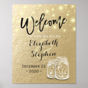 Poster Accueil mariage Réception Mason Jar String Lumière