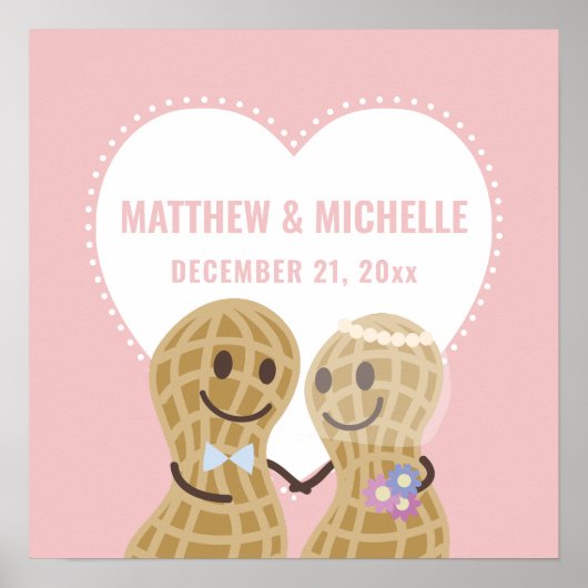 Poster Accueil Mariage rose Élégant (Devant)