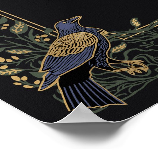 Poster Accueil Mariage vert Corbeau gothique enchanté (Coin)