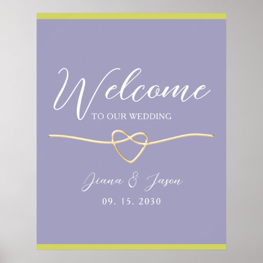 Poster Accueil Mariage vert violet moderne (Devant)