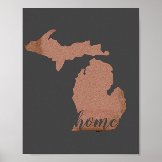 Poster Accueil Michigan Silhouette Copper Grey (Devant)