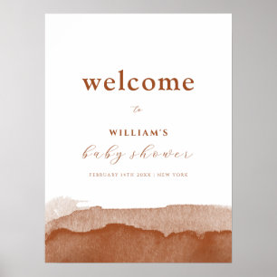 Poster Accueil minimal Baby shower Boho Terracotta Ombre
