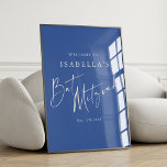 Poster Accueil minimaliste Bat mitzvah personnalisé bleu<br><div class="desc">Poster d'Affiche de bienvenue minimaliste classique moderne en français en bleu</div>
