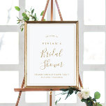 Poster Accueil minimaliste de la Fête des mariées or<br><div class="desc">Cette affiche minimaliste de douche nuptiale or est parfaite pour un wedding shower simple. Le design romantique moderne présente une typographie classique d'or et de blanc associée à une calligraphie rustique mais élégante avec un style vintage lettré à la main. Personnalisable dans n'importe quelle couleur. Gardez le design simple et...</div>