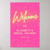 Poster Accueil moderne Hot rose Neon brillant or Parties  (Devant)