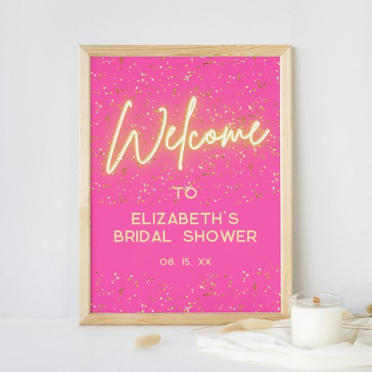 Poster Accueil moderne Hot rose Neon brillant or Parties
