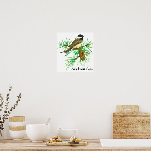 Poster Accueil Moyen Maine Black Capped Chickadee (Cuisine)