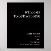 Poster Accueil Noir Blanc Contemporain À Notre Mariage (Devant)