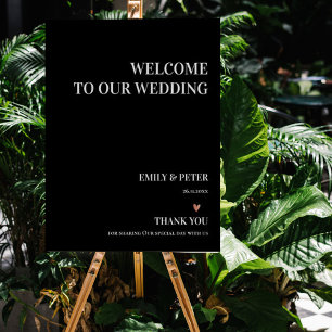 Poster Accueil Noir Blanc Contemporain À Notre Mariage