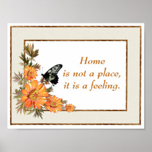 Poster Accueil Orange Fleurs Papillon Citation Inspiratio