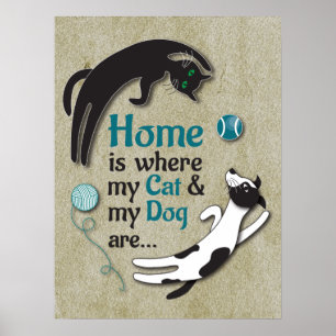 Poster Accueil où sont mon chat et mon chien