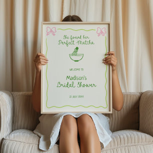 Poster Accueil parfait Matcha main tiré Fête des mariées