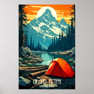 Poster Accueil parmi les géants Camping Grand Teton