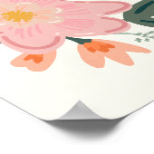 Poster Accueil personnalisé de mariage floral rose (Coin)