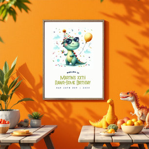 Poster Accueil personnalisé Rawr-some Dinosaur Anniversai